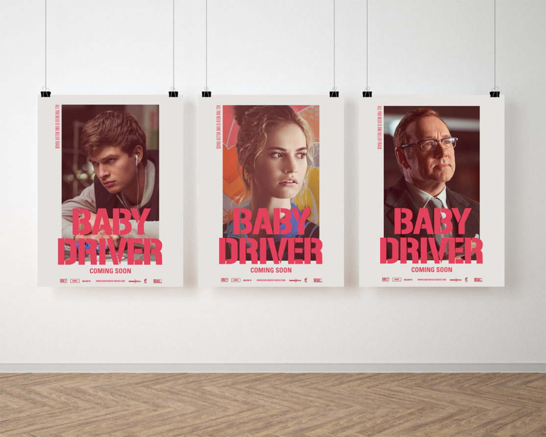 Mockup cartel personajes de "Baby Driver".