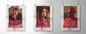 Mockup carteles personajes de "Baby Driver".