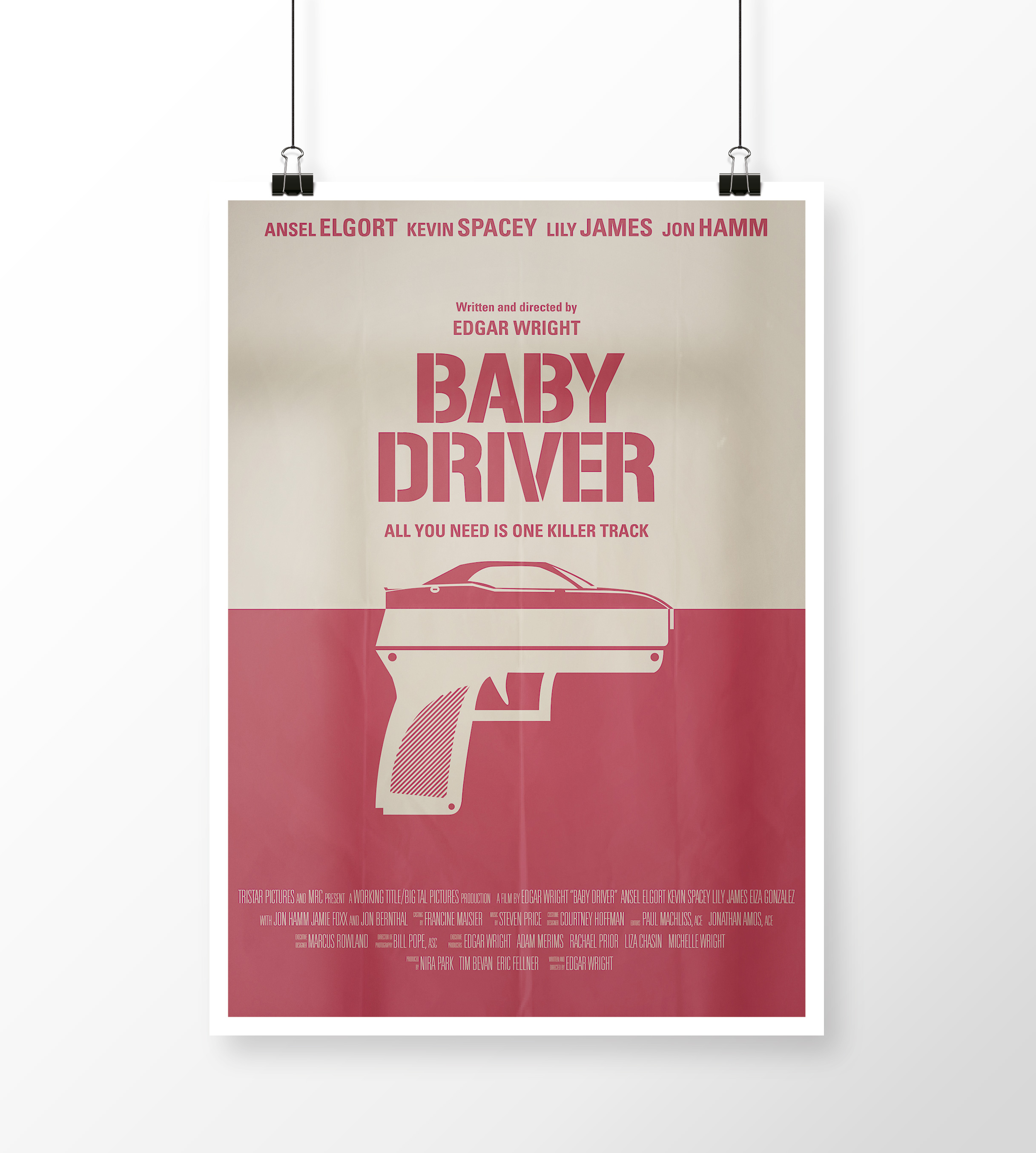 Mockup cartel minimalista de "Baby Driver"